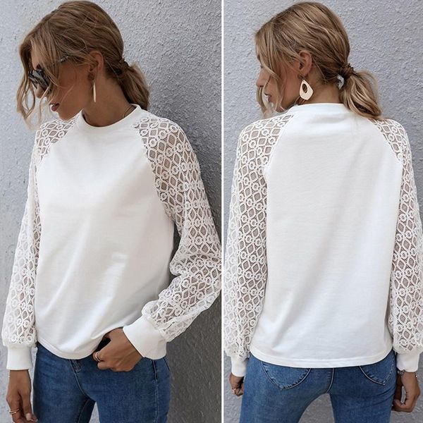 

women's blouses & shirts simple stitching long sleeve hollow slim white