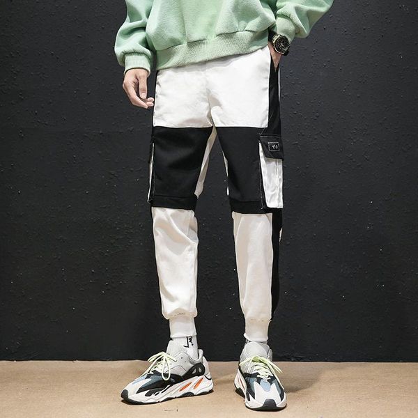 

streetwear men's pant multi pockets cargo harem pants hip hop casual male track joggers trousers fashion men, Black