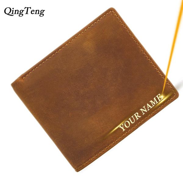 

wallets engraved name men's wallet cow genuine leather short clutch male purse rfid id card holder protection credit customized, Red;black