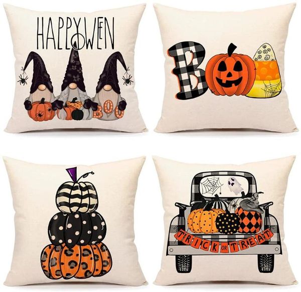 

pillow case fall cover 18x18inch cotton linen burlap hello autumn pumpkin throw cases for decor farmhouse decoration