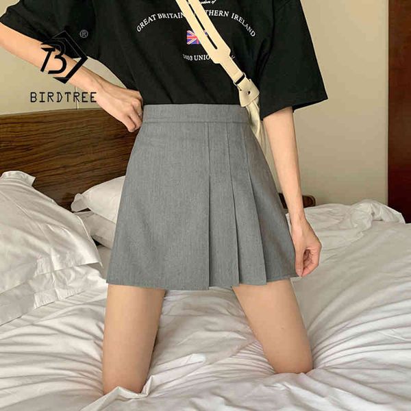 

pleated summer high waist black grey a-line mini skirts women clothing casual bottoms all match b14358x 210416