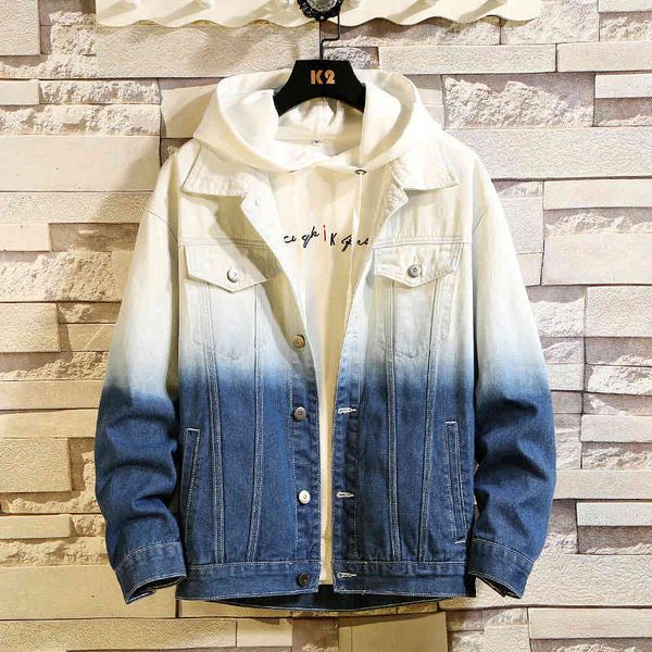 

fashion jacket men's autumn and winter denim casual loose gradient, Black;brown