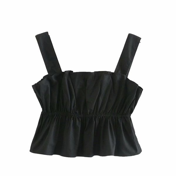 

summer blouse and for women strap black short blusas female party backless ruffles beach shirt 210430, White