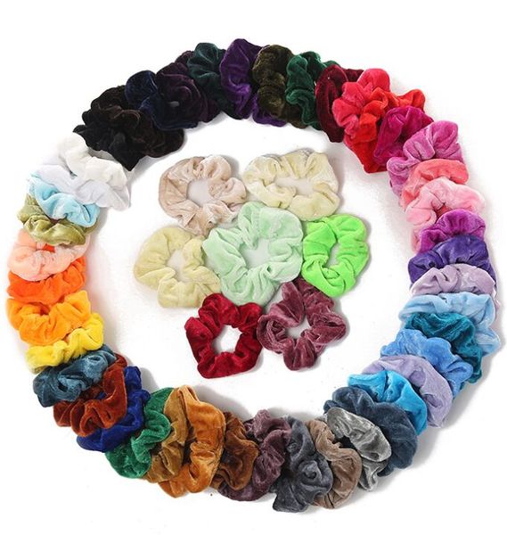 50 цветов бархатные волосы для волос Colon Amazon стиль волосы кольцо резиновые резиновые аксессуары для волос леди настроен на заказ оптом
