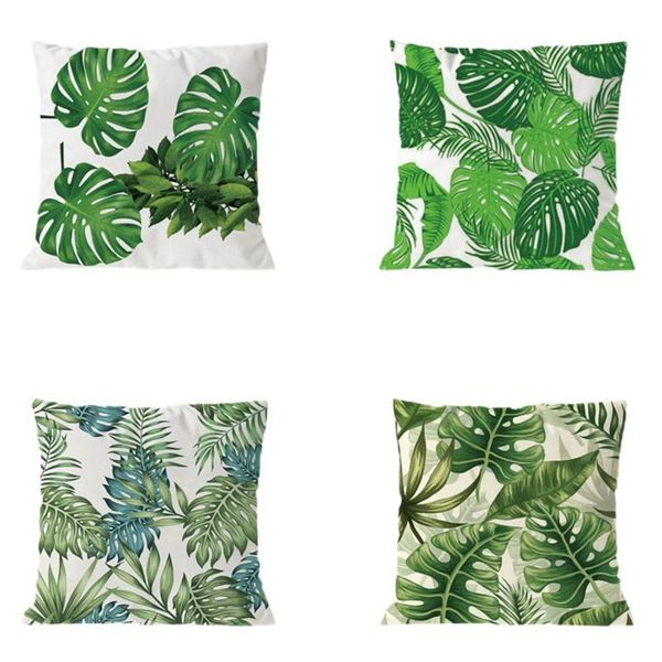 

pillow case 4pcs plant cushion cover tropic tree green throw palm leaf decorative pillows flower 45x45cm