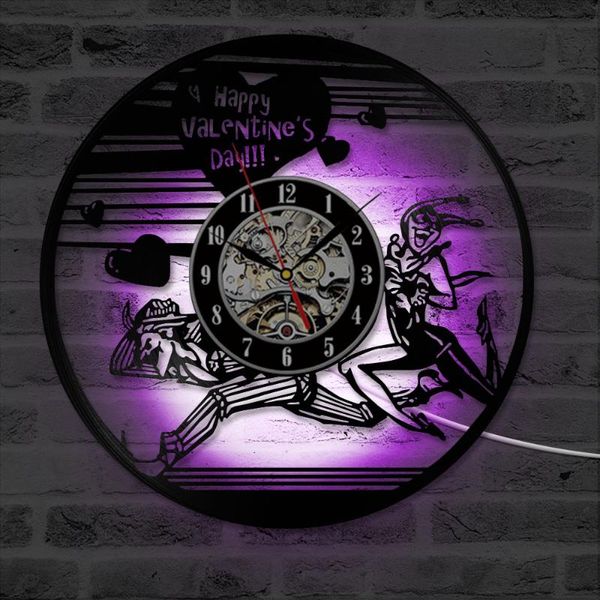

wall clocks creative art round hollow cd record clock home decor design hanging led