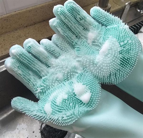 

magic silicone dishwashing gloves scrubber dish washing sponge rubber scrub kitchen cleaning tools household 1 pair soft disposable