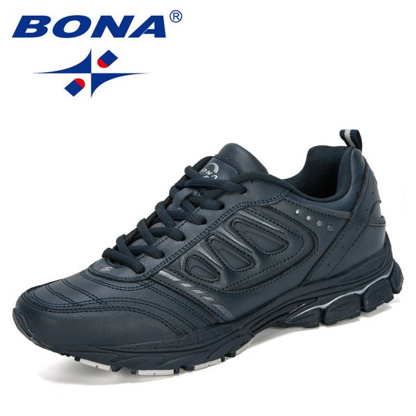 

bona men and women running shoes outdoor walking jogging sneakers lace up genuine leather athletic shoe hiking black grey
