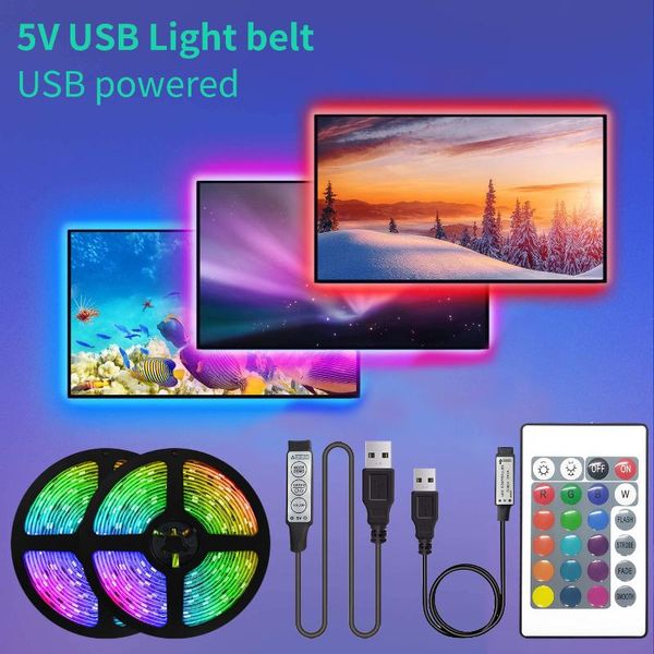 

strips 5v led light decoration lighting usb infrared remote controller ribbon lamp for festival party bedroom rgb backlight