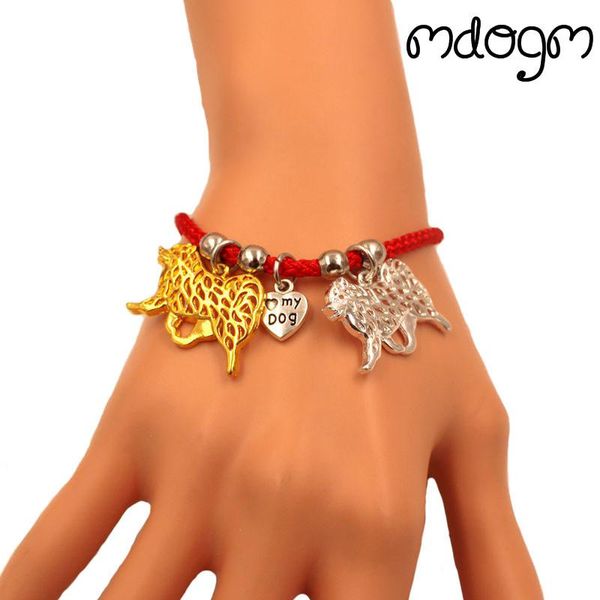 

charm bracelets finnish lapphund dog animal bracelet for women men couple love rope male female pearl red heart black girls jewelry gift, Golden;silver