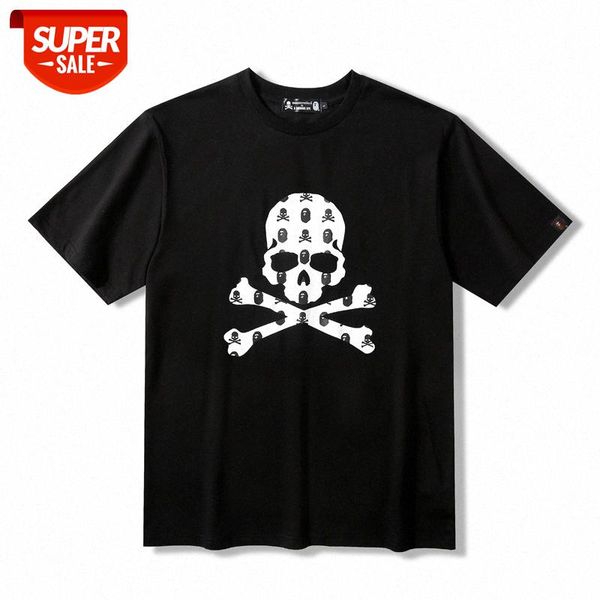 

brand skull and ape head print cotton short-sleeved t-shirt #yy8s, White;black