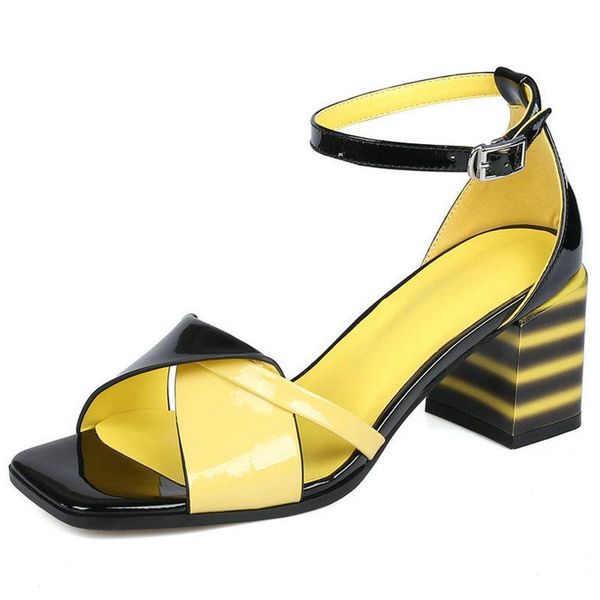 

fashion shoes woman mixed colors genuine leather high heels sandals for women 2021 summer night club, Black