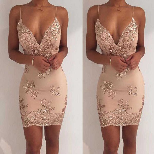 

summer women's sequin nightcb skirt drs deep v-neck backls suspender, Black