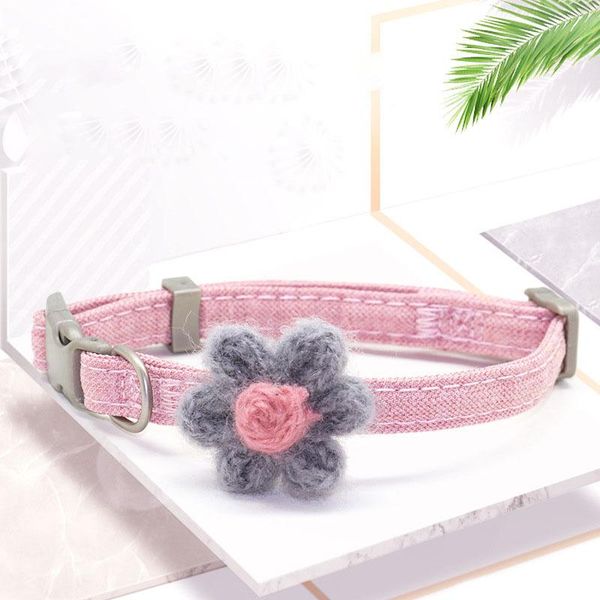 

cat collars & leads handmade knitting floral cats adjusted flower pendants dog neck strap lovely sweet puppy kitten buckles necklace