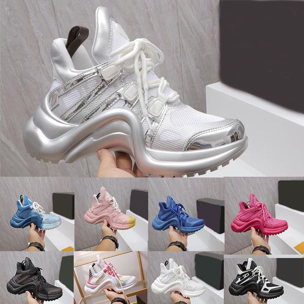 

fashion casual dad shoes block archlights genuine leather sneakers mesh black breathable bow mens womens personality platform all-match popu
