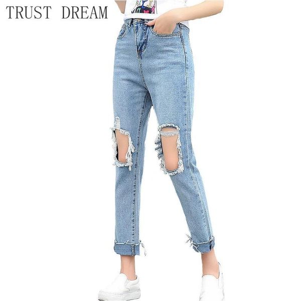 

women's jeans women holes, Blue