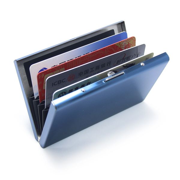

card holders 6 card stainless steel case anti-demagnetization clip metal organ cases business wallets, Brown;gray