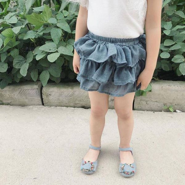 

skirts summer girls short children baby kids lovely mesh layers design elastic, Blue