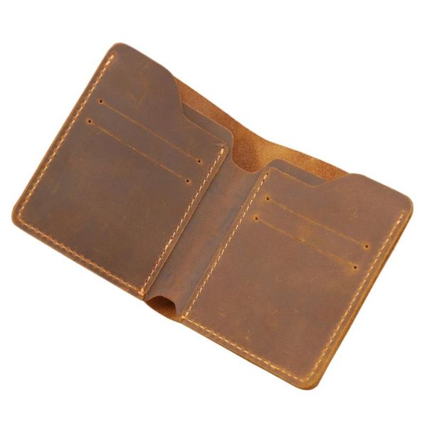 

wallets 9.5x11cm minimalist retro genuine leather men wallet made of crazy horse for durable, Red;black