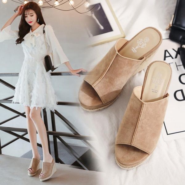 

women platform sandals high heels wedges summer apricot/black female shoes casual lady woman footwear