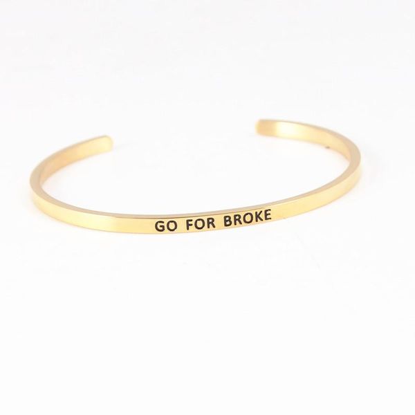 

bangle 1pcs gold custom stainless steel engraved message bracelet personalized positive inspirational letter for women, Black