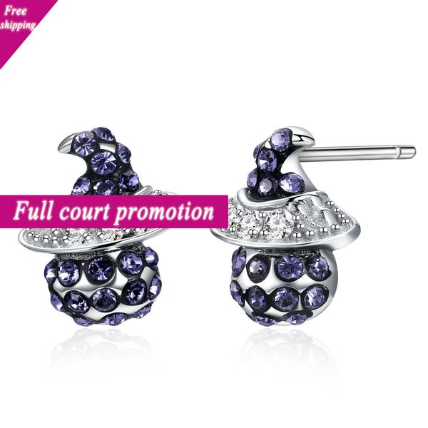 

lekani adopts shijia element crystal fashion earrings for women 925 pure silver witch sve348, Golden