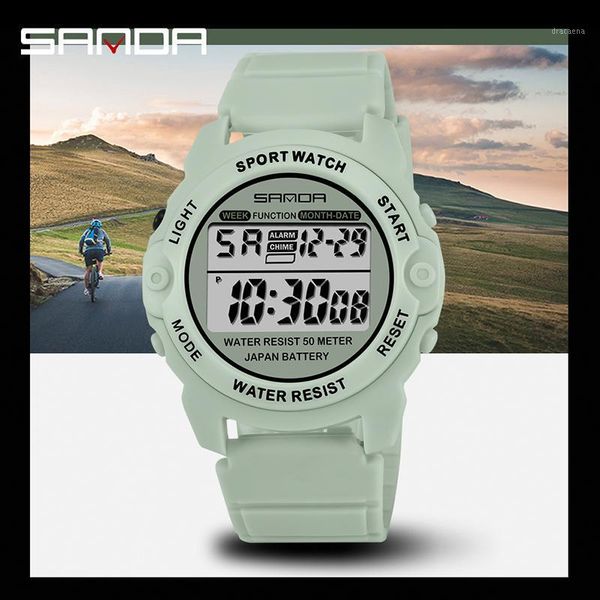 

brand sanda digital watch fashion sport satch wristwatch luxury shockproof luminous clock women mens watches for gift hour wristwatches, Slivery;brown