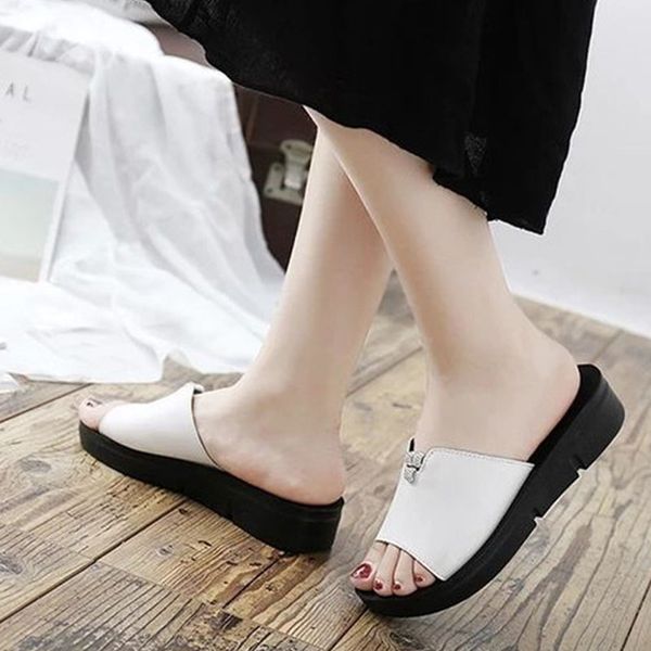 

slippers ceyaneao woman wear flat fashion soft bottom female sandals gc4x, Black