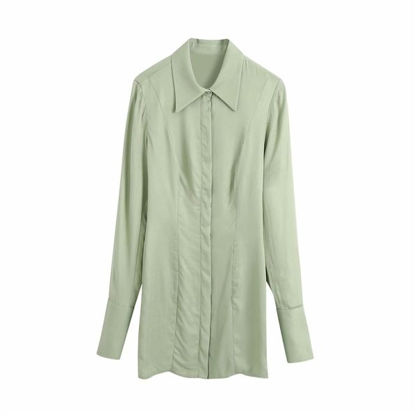 

women's knits & tees women summer autumn fashion shoulder pad green long blouse female casual sleeve satin slim shirt femme a, White
