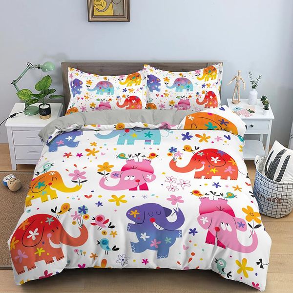 

bedding sets boho elephant set 2/3 pieces duvet cover king  single double size bedclothes home textiles