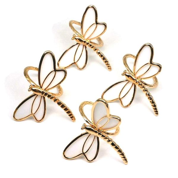 

napkin rings 4 piece set, gold dragonfly ring holder, used for wedding dinner table decoration