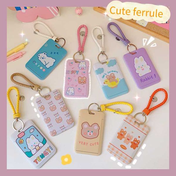 

card holders cute girl portable bus cover access bank creative hanging rope, Brown;gray