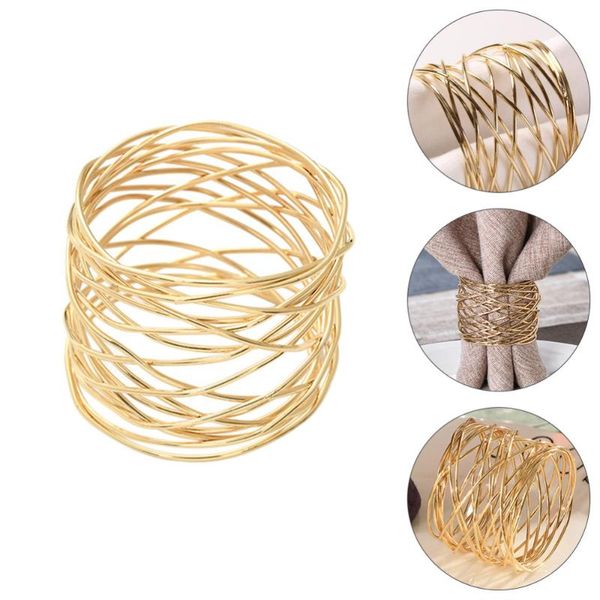 

napkin rings 1 set 6pcs practical iron wire creative buckles (golden)