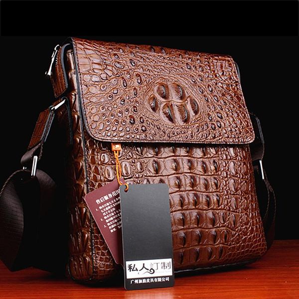 

briefcases alligator leather men one-shoulder crossbody high-end fashion luxury lapmessenger office business youth handbag