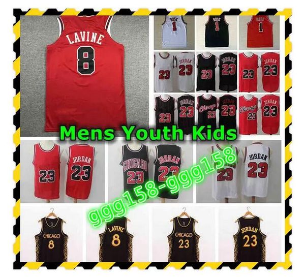

2021 mens youth kids zach 8 lavine jersey city 23 edition authentic stitched 1 derrick rose retro classic mesh michael basketball jerseys, Black;red
