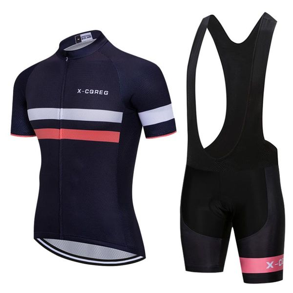

racing sets x-cqreg pro team cycling jersey 2021 set men summer short sleeve clothing mtb ropa ciclismo outdoor riding bike uniform, Black;blue