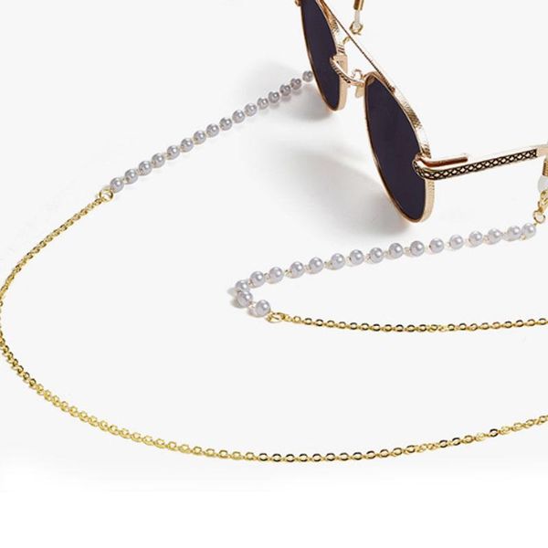 

sunglasses frames pearls chains anti-slip rope masking crystal eyeglasses lanyard glasses legs accessories, Silver