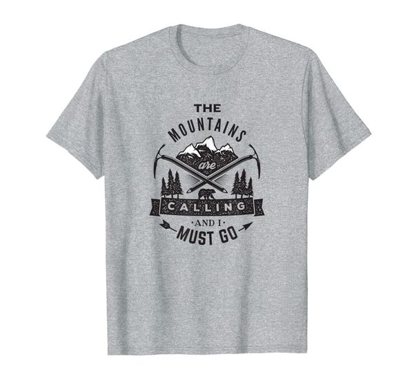 

"the mountains are calling and i must go" mountaineer shirt, White;black