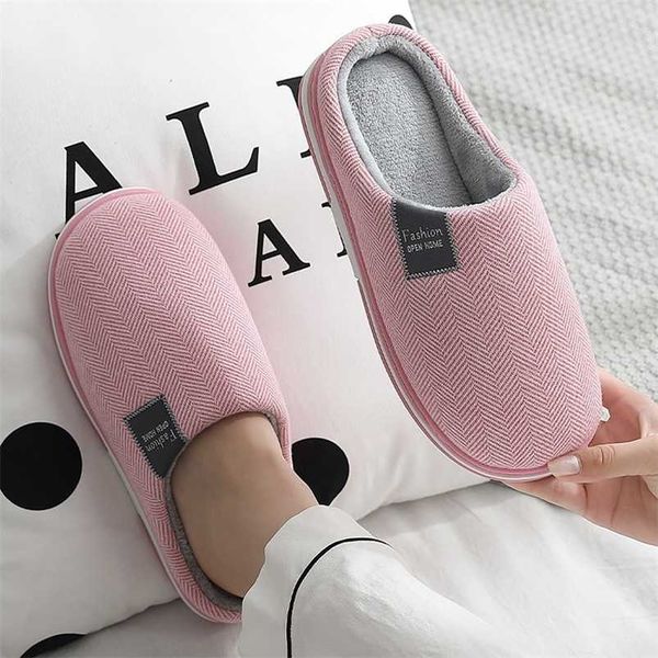 

women slippers winter warm home soft sole non-slip plush cotton shoes men lovers bedroom mute ladies girls boys cute fur slides 211110, Black