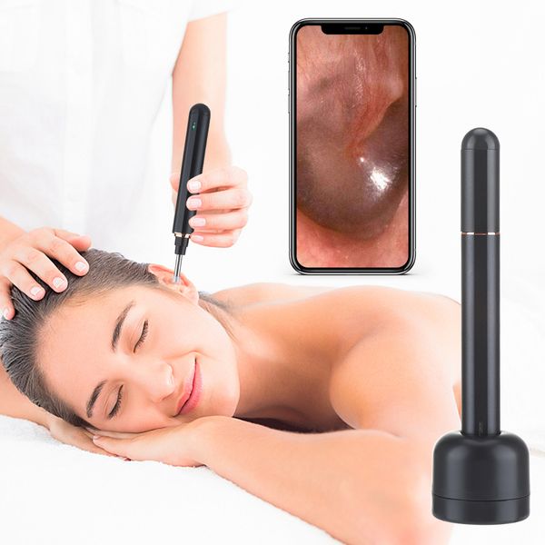 

smart endoscope visual ear spoon with base wireless otoscope 3.9mm electric ear scoop light earpick camera app control for phone perfections