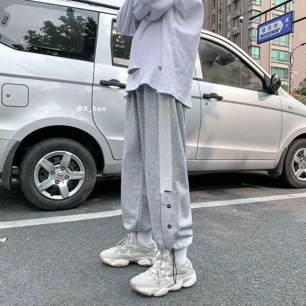 

men's pants #5090 black gray pantalon homme straight casual loose spring autumn korean streetwear trousers men joggers wide leg