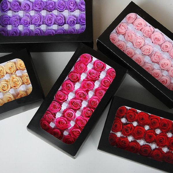 

24pcs/box preserved flowers eternal flower rose in box immortal mothers day gift diy birthday surprise level b 2-3cm decorative & wreaths