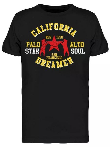 

California, Dreamer. Round Logo Tee Men's -Image by Shutterstock, White;black
