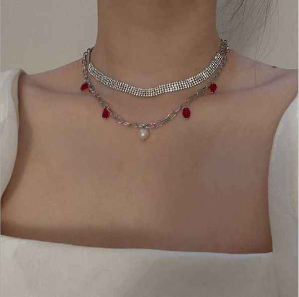 

chains ins cold wind double clavicle chain necklace female temperament, Silver