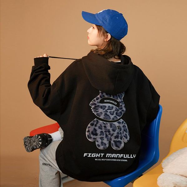 

women's hoodies & sweatshirts winter oversized hoodie women harajuku korean fashion fleece black woman reflective letters bear jacket s