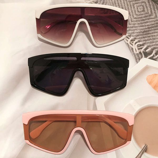 

2020 tinker for bell of leg women a piece new gradient pink black female uv400 flat men sunglasses large frame