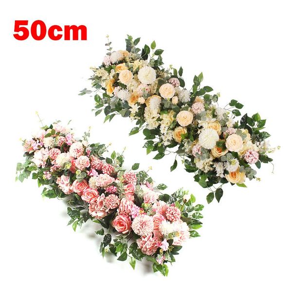 

decorative flowers & wreaths 50cm artificial peony rose hydrangea row wedding decor background tablewall arrangement arch ballons fake f