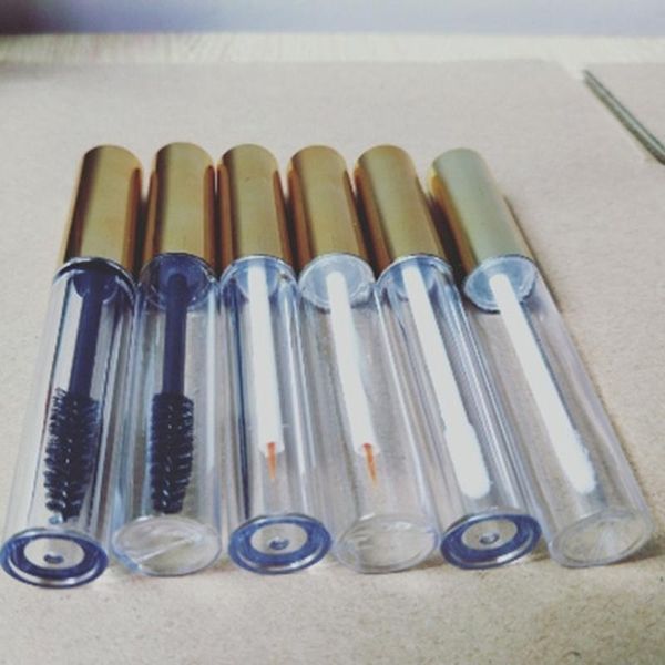 

10-50pcs 10ml lip gloss tubes clear bottle bright golden cap glaze tube eyelashes eyelinertube mascara empty storage bottles & jars