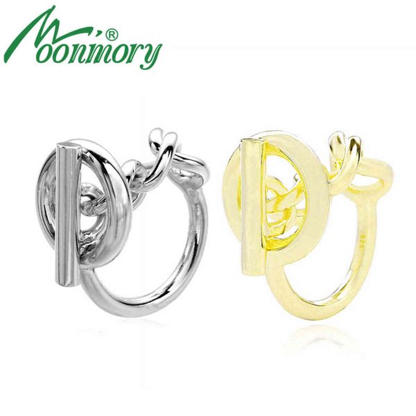 Moonmory Anello a catena in argento sterling 925 con chiusura a cerchio per le donne Anello con chiusura francese Creazione di gioielli in argento sterling 211123