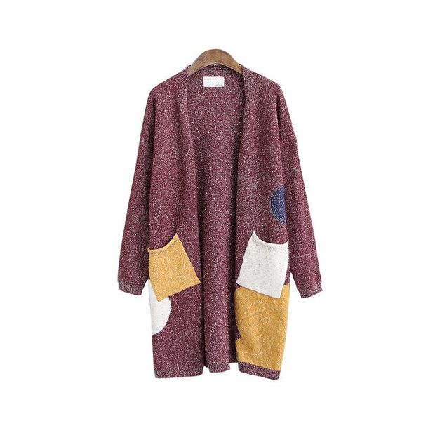 

women's sweaters 2021 patchwork pockets long cardigans women ladies loose knitted sweater spring cardigan female casual tricot knitwear, White;black